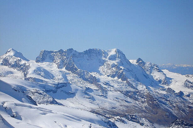 Pollux (4092m), Zermatter Breithorn (4164m), Klein Matterhorn (3889m)