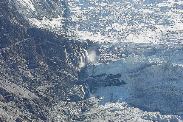 Waterfalls on the bord of the Turtmann glacier