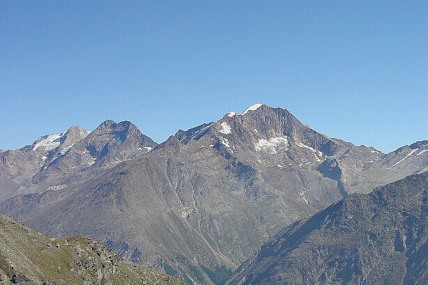 Fletschhorn (3996m), Lagginhorn (4010m) und Weissmies (4017m)