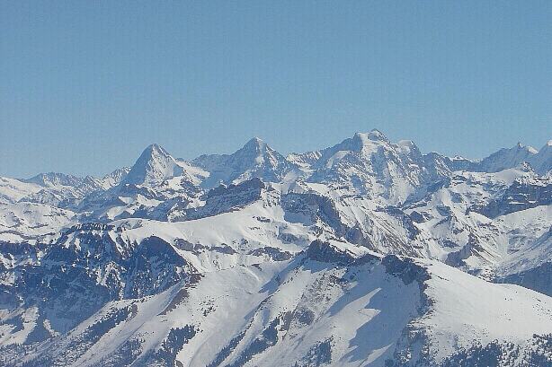Eiger (3970m),  Mönch (4107m) and Jungfrau (4158m)