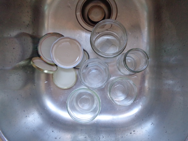 Sterilize the jam glasses with boiling water