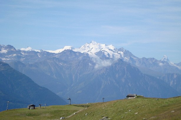 Allalinhorn (4027m), Alphubel (4206m), Mischabel (4545m), Matterhorn (4478m)
