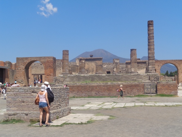 The Mount Vesuvius in the background