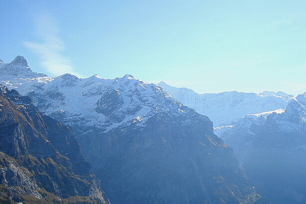 Kleines Schreckhorn (3494m), Gwächta (3164m) and Ankenbälli (3161m), Fiescherwand