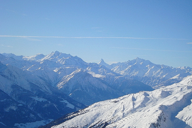 Alphubel (4206m), Mischabel (4545m), Matterhorn (4478m), Weisshorn (4506m)