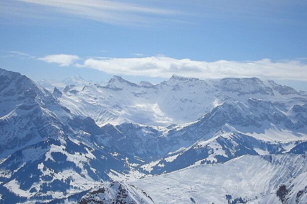 Weisshorn (4506m), Steghorn (3146m), Wildstrubel (3244m), Fitzer (2458m)