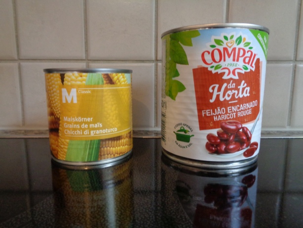 250 grams of corn and 250 grams of kidney beans
